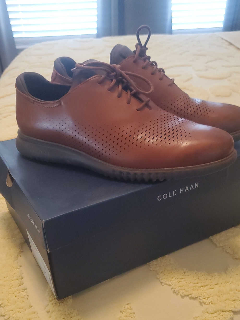 Cole Haan Tan Perforated Leather Derby Sneakers